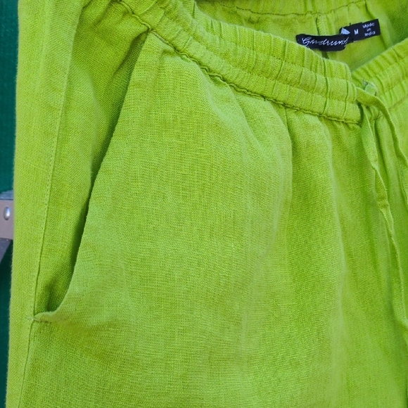 Kiwi Green Wide-Leg Pants 100% Linen - Picture 3 of 6